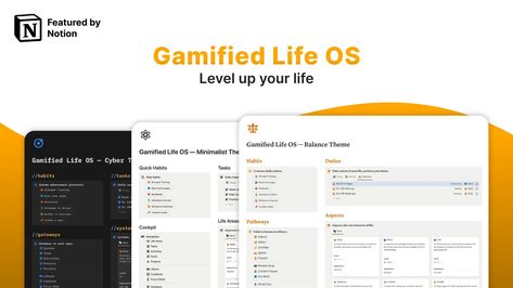 Gamified Life OS | RPG-Based Notion Life Tracker - NotionPlates Life Tracker, School Template, Habit Tracking, Media Planner, Life Management, Work Task, Dashboard Template, Small Business Planner, Productivity Hacks