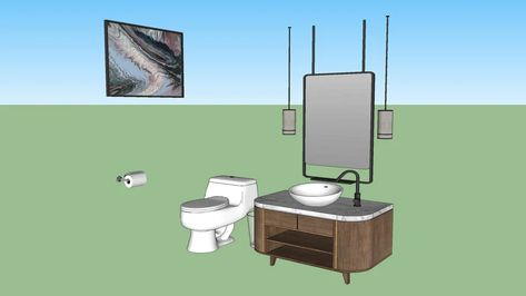 BAÑO-BATHROOM | 3D Warehouse Bathroom 3d Warehouse, Mid Century Vanity, Toilet And Bathroom Design, Bathroom Sanitary, Living Room Wall Designs, Bathroom Ventilation, Toilet Vanity, Outdoor Toilet, Tropical Bathroom