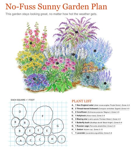 NO FUSS SUNNY GARDEN PLAN Flower Garden Plans, Sunny Garden, Garden Plan, Front Landscaping, Garden Plans, Have Inspiration, Garden Yard Ideas, Perennial Garden, Decor Minimalist