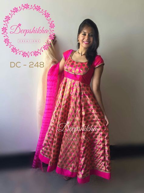 #dress_designs #stitch_it_yourself #dress_from_saree Deepshika Creations Dresses, Deepshikha Creations, Kalamkari Dresses, Salwar Neck Designs, Designer Anarkali Dresses, Choli Dress, Long Gown Design, 29 November, Anarkali Dress Pattern