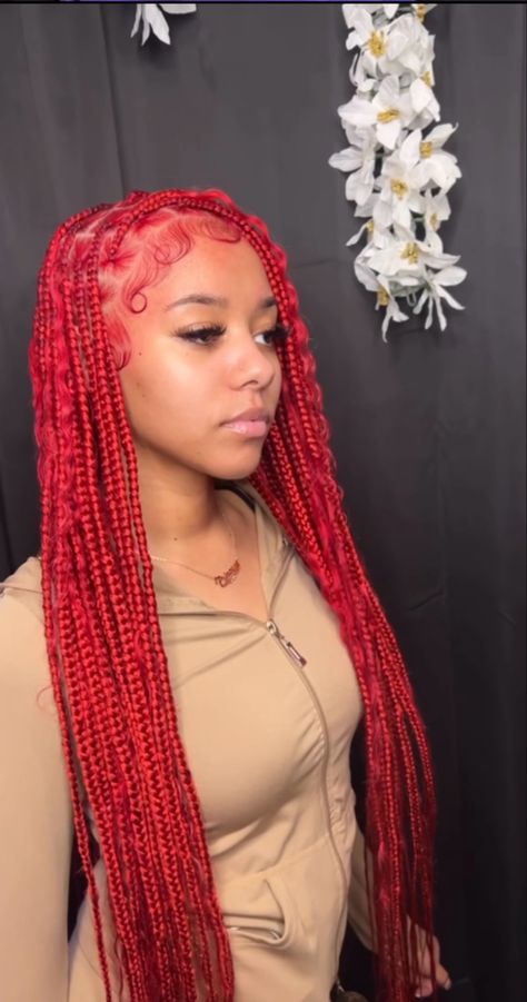 Red Fulani Braids, Colorful Braids, Red Braids, Girly Hairstyles, Braided Hairstyles For Black Women Cornrows, Colored Braids, Cute Curly Hairstyles, Cute Braided Hairstyles, Braids Hairstyles Pictures