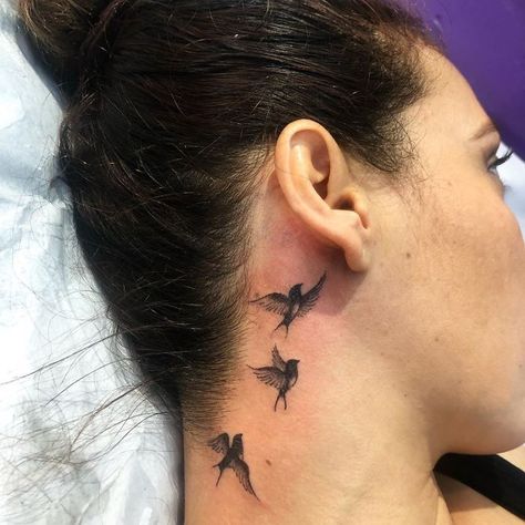 Dove Neck Tattoo, Bird Ankle Tattoo, Bird Tattoo Neck, Bird Silhouette Tattoos, White Bird Tattoos, Bird Tattoos For Women, Small Neck Tattoos, Vogel Tattoo, Native Tattoos