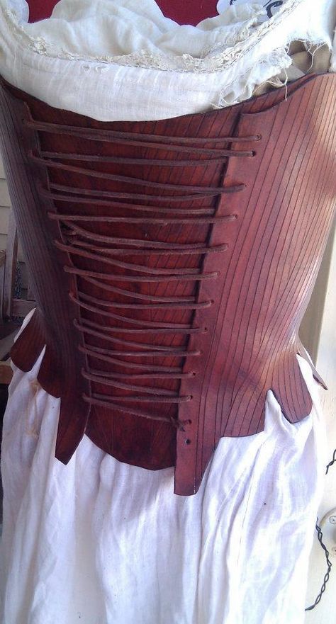 18th century leather stay Leather Stays, 18th Century Stays, Diy Corset, Rococo Dress, Tudor Era, 18th Century Costume, 18th Century Clothing, Corset Pattern, Vintage Corset