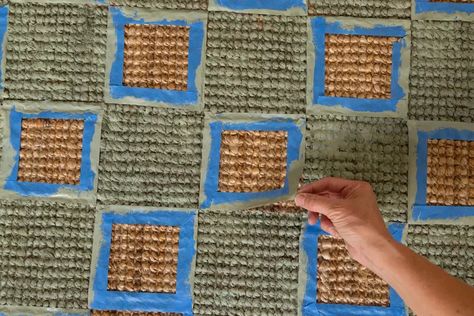 Transform an IKEA Jute Rug Into This Checkerboard Beauty | Hunker How To Paint Checkers, Paint Rug Diy, Painting A Jute Rug, Painting Jute Rug Diy, Painted Jute Rug, Diy Checkered Rug, Checkerboard Rug Living Room, Paint Jute Rug, Diy Rugs Easy Large