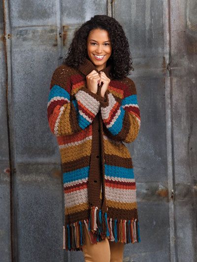 Painted Desert Cardigan Crochet Pattern Crochet Jackets, Stripe Blanket, Cardigan Crochet Pattern, Lap Quilt Patterns, Yarn Creations, Crochet Cardigans, Painted Desert, Crochet Needlework, Crafts Crochet