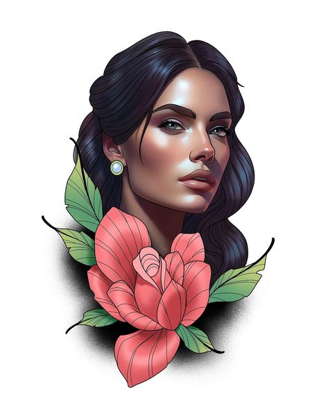 Disponible pour tatouer! Available to tattoo! . #tattoo #montreal #montrealtattoo #montrealtattooartist #realistic #realism #rose… | Instagram Neo Realism Art, Colour Realism Tattoo Design, Neo Realism Tattoo, Traditional Tattoo Pin Up Girl, Flower Tattoo Black And White, Flower Tattoo Simple, Traditional Tattoo Pin Up, Flower Tattoo Black, Roses Portrait