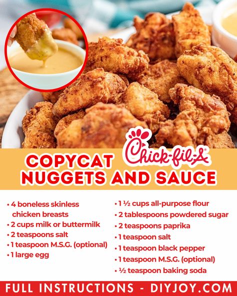 Homemade Chicken Dinner, Mcdonald's Chicken Nuggets Copycat, Copycat Chickfila Grilled Nuggets, Diy Chick Fil A Nuggets, Chickfila Minis Copycat, Homemade Chickfila Sauce, Chik Fil A Recipes, Fastfood Copycat Recipe, Chickfila Nuggets Recipe