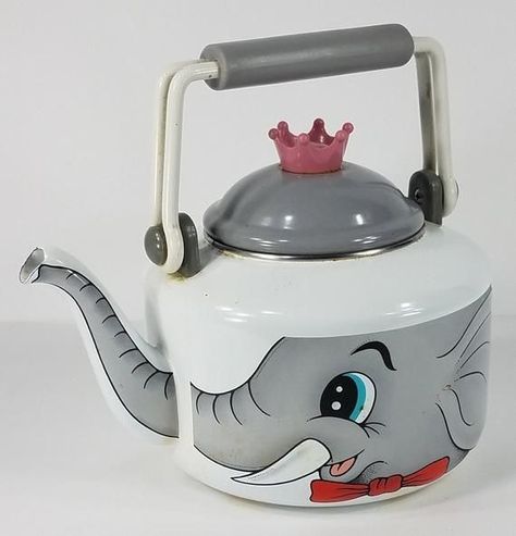 Whimsical Elephant, Elephant Teapot, Vintage Tea Kettle, Mirror Man, Whistling Tea Kettle, Man Cave Bar, Disney Home, Tea Makers, Red Blue Green