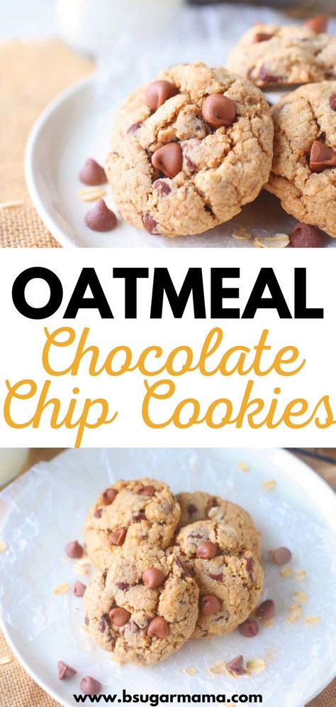 Not only are these Oatmeal Chocolate Chip easy, but they are incredibly soft, buttery, and slightly spiced with cinnamon, nutmeg, and loaded with chocolate chips. Combine Chocolate Chip Cookies and Oatmeal Cookies to make these Oatmeal Chocolate Chip Cookies! Filled with decadent chocolate chips and touched with cinnamon. Easy Oatmeal Chocolate Chip Cookies, Oat Chocolate Chip Cookies, Chewy Oatmeal Chocolate Chip Cookies, Oatmeal Flavors, The Best Oatmeal, Cookies Oatmeal, Best Oatmeal Cookies, Raisin Cookie, Dinner Then Dessert