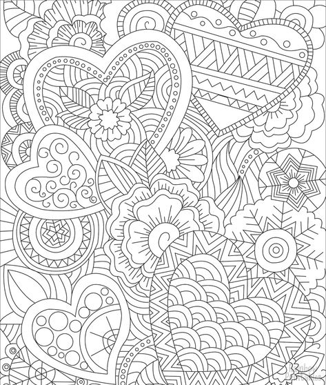 Line Art Coloring Pages, Line Art Coloring, Art Coloring Pages, Arte Doodle, Mandala Doodle, Abstract Coloring Pages, Valentine Coloring Pages, Heart Coloring Pages, Love Coloring Pages