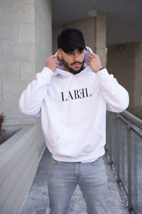 Mens White Hoodie Outfit, Poses In Hoodies Men, White Hoodie Outfit Men, Hoodie Style Men, Hoodie Poses, Hoddies Outfits Men, Mens Pose, White Hoodie Outfit, Hoddies Outfits