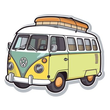 Camper Van Drawing, Van Clipart, Van Cartoon, Vans For Kids, Camper Cakes, Camper Clipart, Van Drawing, Van Hippie, Van Stickers