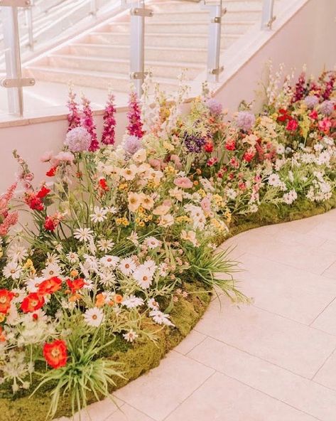 Flower Floor Decoration, Meadow Installation, Aisle Walkway, Floor Flowers, Beaulieu Garden Wedding, Marquee Decoration, Beaulieu Garden, English Garden Wedding, Floral Installation