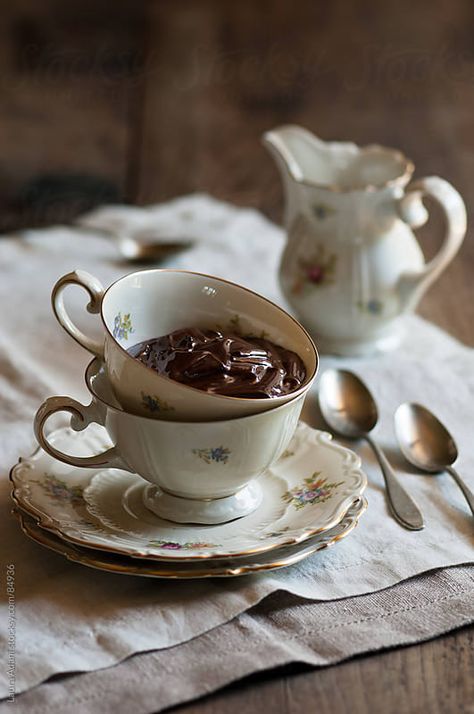 Stock photo of a tea cup full with a chocolate cream by LauraAdani Dessert Photography, Chocolate Cream, Tea Cups Vintage, Pretty Food, Vintage Tea, Tea Cup, Food Art, Tea Time, Natural Color