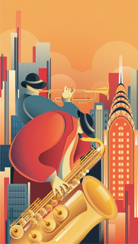 Jazz poster Jazz Design, Jazz Posters, Jazz Poster Design, Jazz Illustration, Poster Art Deco, Arte Jazz, Arte Art Deco, Illustration Kunst, Art Musical