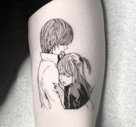 Light And Misa, Light Tattoo, Manga Tattoo, Note Tattoo, Misa Amane, Instagram Light, Anime Nails, Black Ink Tattoos, Anime Tattoos