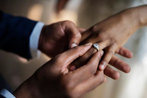 Photo groom put on wedding ring bride ha... | Premium Photo #Freepik #photo #couple-ring #newlyweds #bride-groom #wedding-people Secular Wedding Vows, Wedding Over 40, Event Photography Tips, Content Creation Space, Vows Examples, Dandelion Wedding, Secular Wedding, Hands Rings, Ring Movie