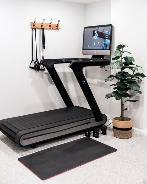 Treadmill In Bedroom Ideas, Peloton Tread, Peloton Workout, Small Home Gyms, Home Gym Basement, Home Gym Inspiration, Dream Home Gym, Small Home Gym, Home Gym Setup