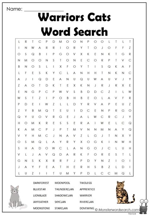 Unscramble Words, Free Printable Word Searches, Word Search Printables, Cat Activity, Hidden Pictures, Cat Coloring Page, Warrior Cat, Activity Sheets, Puzzles For Kids