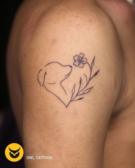 Lily Dog Tattoo, Chocolate Lab Tattoo Ideas, Black Labrador Tattoo, Labrador Tattoo, Lab Tattoo, Dog Line Art Tattoo, Line Art Tattoo, Dog Line Art, Dog Line