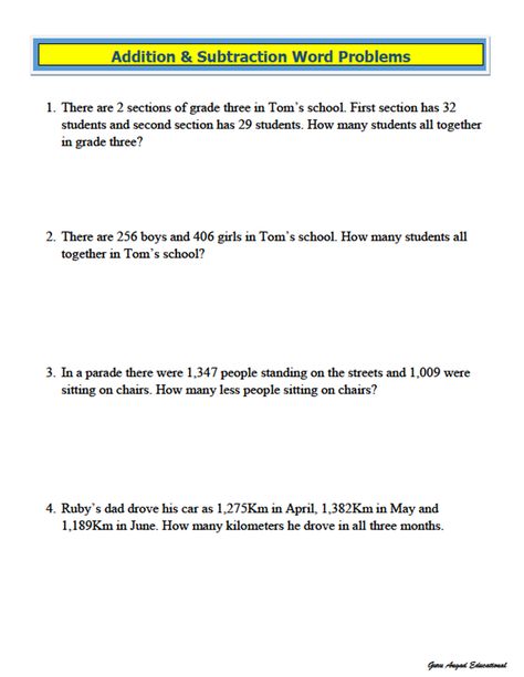 ADDITION AND SUBTRACTION WORD PROBLEMS ... Word Problem Addition And Subtraction, Addition And Subtraction Word Problems 3rd, Subtraction Word Problems 3rd Grade, Class 4 Maths, Mental Math Tricks, Addition And Subtraction Word Problems, Summer Homework, Mathematics Activities, Subtraction Strategies