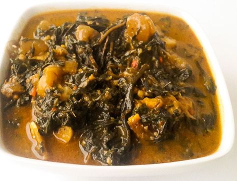 Bitter leaf soup (Onugbu soup) - The Pretend Chef Onugbu Soup, Nigeria Soup, Bitterleaf Soup, Bitter Leaf Soup, Nigerian Soups, African Soup, Efo Riro, Nigerian Dishes, Nigerian Foods