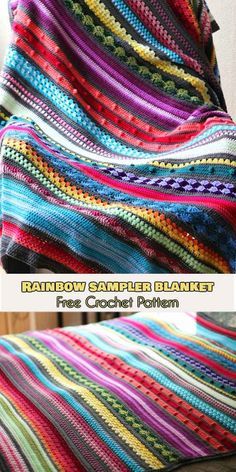 Uncinetto Zig Zag, Sampler Afghan, Scrap Yarn Crochet, Hantverk Diy, Awesome Crochet, Crochet Edgings, Afghans Crochet, Craft Crochet, Rainbow Blanket