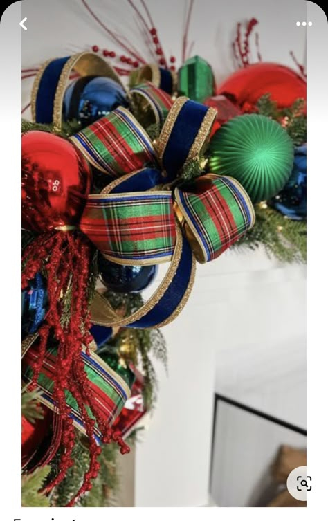 Blue And Red Plaid Christmas Tree, Royal Stewart Tartan Christmas, Red Green Blue Christmas Decor, Red Blue And Green Christmas Tree, Red Green Blue Christmas Tree, Blue Red And Green Christmas, Red Blue Green Christmas, Red And Blue Christmas Tree, Tartan Christmas Decorations