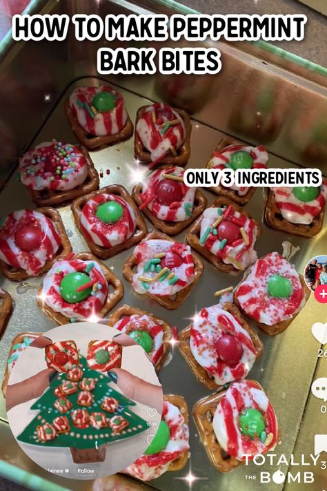 How To Make 3-Ingredient Peppermint Bark Bites For The Holiday Season Peppermint Bark Pretzel Bites, How To Make Peppermint Bark, Peppermint Bark Bites, Mocha Cookie Crumble Frappuccino, Cookie Crumble Frappuccino, Trash Cookies, Peppermint Mocha Cookies, Bark Candy, Peppermint Pretzel