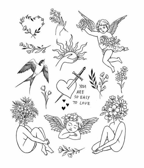 Cherub Drawing Tattoo, Cupid Painting, Cherub Tattoo Designs, Cupid Tattoo, Cherub Tattoo, Inspiration Tattoos, Doodle Tattoo, Cute Tiny Tattoos, Dainty Tattoos