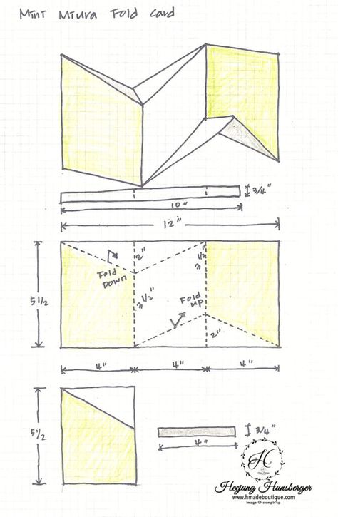 Mirror Fold Card Template, Cool Card Folding Ideas, Mirror Fold Card Tutorial, Miura Fold Card, Folded Cards Ideas Templates, Fancy Fold Cards Tutorials, Mirror Fold Card, Card Folding Ideas, Folding Cards Ideas