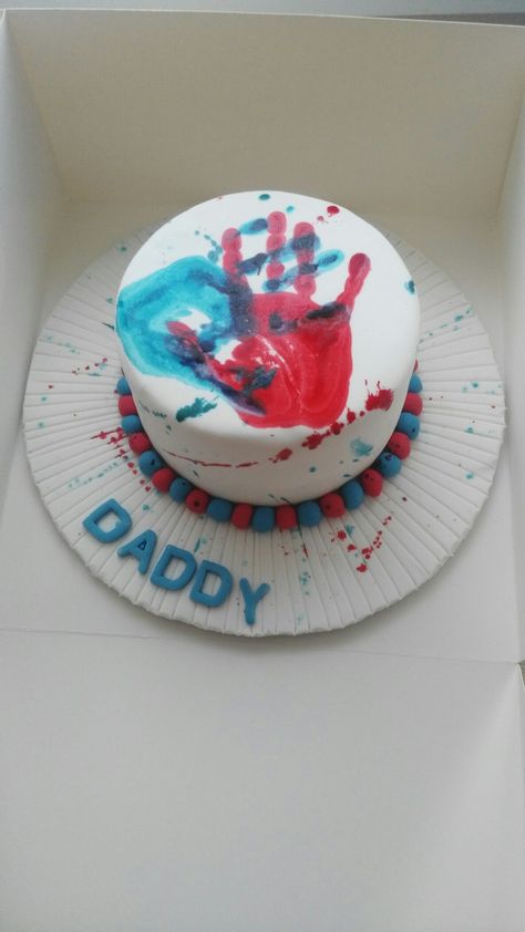 Father's day cake . Dad birthday cake . Hand print cake Cake Dad Birthday, Father's Day Cake, Dad Birthday Cakes, Fathers Day Cake, Parents Day, Dad Birthday, Hand Print, Birthday Cakes, Birthday Ideas