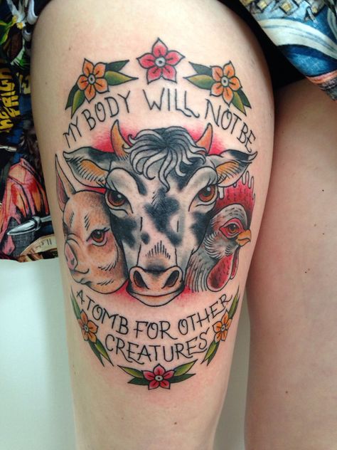 Animals are friends NOT food Animal Rights Tattoo, Vegetarian Tattoo, Tattoo Sydney, Vegan Tattoo, City Tattoo, Tattoo Shows, Favorite Sayings, Vegan Animals, Up Tattoos