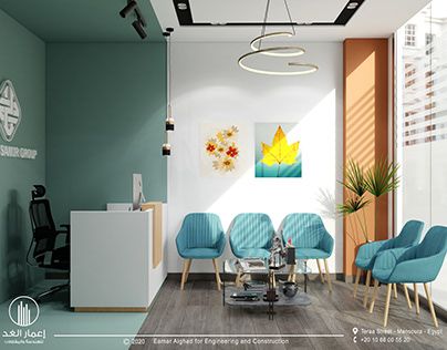 Colorful Dental Office, Clinic Painting Ideas, Office Wall Paint Ideas, Dental Clinic Interior, Dental Design Interior, Doctor Office Design, Waiting Room Design, Dentist Office Design, Studio Medico