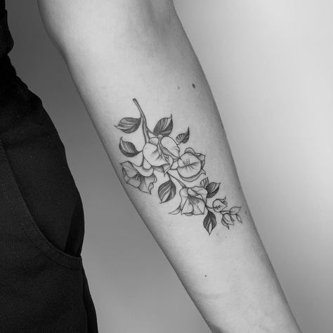 Bogenvilla Tattoo, Bougainvillea Tattoo Design, Bougainvillea Tattoo Black, Bourgainvilier Flower Tattoo, Morelia Tattoo, Bougainvillea Flower Tattoo, Bougainvillea Tattoo, Flor Tattoo, Tattoo Uk