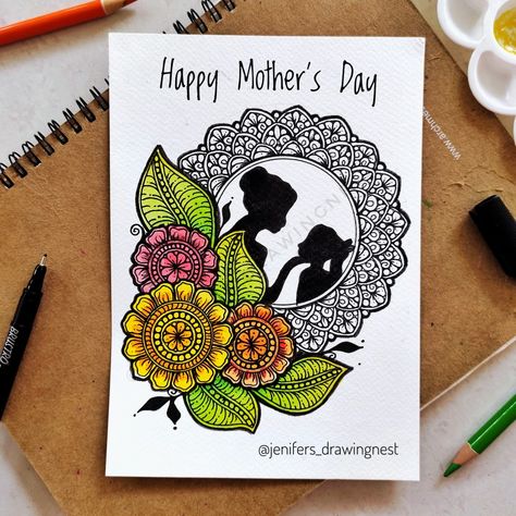 Mother's day special mandala art Mandala Art For Mother's Day, Mothers Day Special Painting, Art For Mothers Day Ideas, Brother Sister Mandala Art, Doctors Day Drawing Ideas, Mother Mandala Art, Mother Day Drawings Art, Mothers Day Special Drawing, Mother Daughter Mandala Art