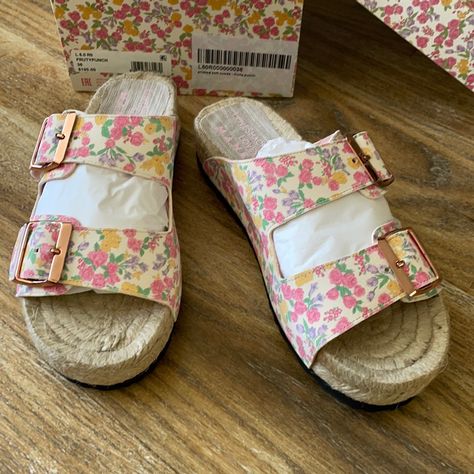 Loveshackfancy X Manebi Nordic Floral Leather Espadrille Slides Nwt. Size 36. I Wear A 6 And They Fix Good But I’ve Never Worn Other Than To Try On. Comes With Box. Adorable Floral Pattern And Espadrille Base. Please Note The Metal Hardware Has Rubbed Off On Underneath Of Strap. Adjustable Straps. So So So Cute! Love Shack Fancy Shoes, Atheistic Outfits, Preppy Swimsuit, Sandals Cute, Pretty Shoes Sneakers, Fresh Outfits, Girly Gifts, Fancy Shoes, Pink Girly Things