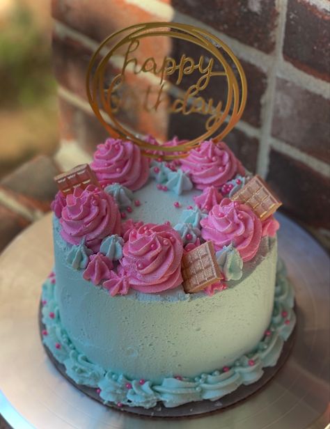 #cottoncandy #cake #cakedesigner #cakedecoratingtips #cakedecoration cake design #cake #blue #pink #buttercream #buttercreamcake #cakeideas #birthdaycakeideas