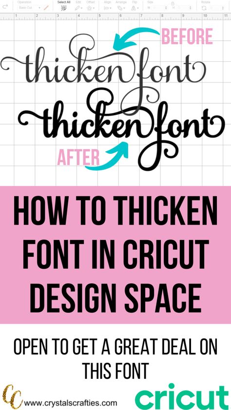 How to Thicken Font in Cricut Design Space Free Fonts For Cricut Design Space, Best Fonts On Cricut Design Space, How To Make Fonts Thicker On Cricut, Decal For Cricut Machine, Letters With Cricut, Cricut Videos For Beginners, Cute Cricut Fonts, Best Font For Cricut Vinyl, Cricut Borders Free