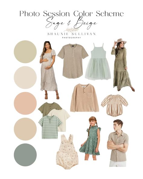 Sage And White Family Pictures, Maternity Clothes For Photo Shoot What To Wear Color Schemes, Spring Photo Shoot Color Schemes, Soft Neutrals Family Pictures, Family Photos Pastel Colors, Pink Cream Family Pictures, Blue Sage Clay Neutrals Family Photos, Cute Family Outfits For Pictures, Sage Green Dress Family Pictures