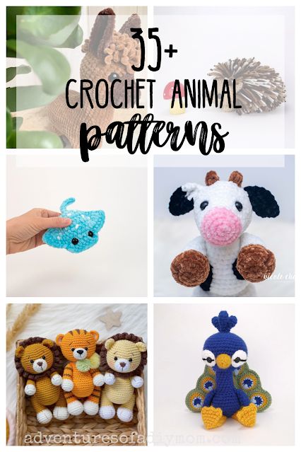 Make an adorable crochet animal with this BIG list! Over 35 patterns for all kinds of animals - everything from farm animals to safari animals to sea animals to forest animals. Yarn Animals, Kinds Of Animals, Diy Mom, Crocheted Jellyfish, Chicken Pattern, Easy Crochet Animals, Popular Crochet, Wreath Project, Animal Crochet