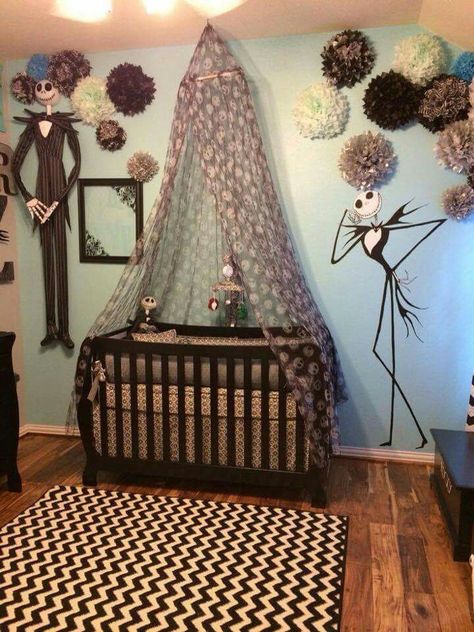 ~an awesome idea. Jack Skellington nursery Nightmare Before Christmas Bedroom, Christmas Nursery, Casa Disney, Baby Nursery Themes, Christmas Interiors, Christmas Baby Shower, Christmas Decorations Bedroom, Christmas Bedroom, Nursery Baby Room