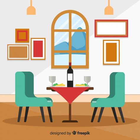 Dining Room Illustration, Bisexual Style, Elegant Dinning Room, Motion Ideas, Dining Room Victorian, Party Graphic, Caricature Wedding, Elegant Restaurants, Red Couch