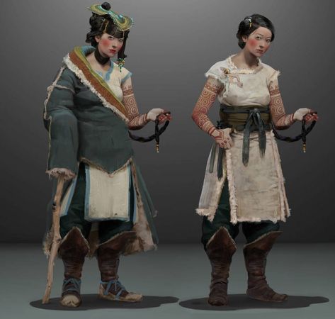 Tibetan Clothing, Art Emotions, Art Cyberpunk, History Fashion, Character Sketches, Cyberpunk Art, Fantasy Clothing, Fantasy Fashion, Character Outfits