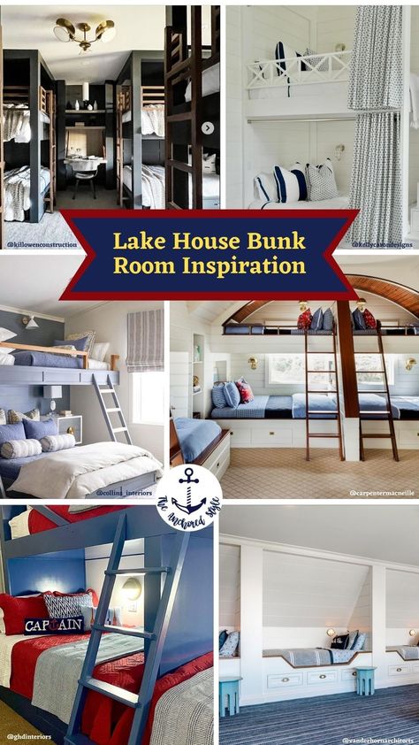 bunk room
lake house design
lake house
lake house bunk room
bunk bed design
bunk beds
bunk rooms
bunk bedroom designs
lake house bunk room styles Sleeping Nooks, Lake House Bunk Rooms, Bunk Bed Room, Blow Up Beds, Sleeping Nook, House Bunk Bed, Lake House Interior, Sleeping Quarters, Coastal House Plans