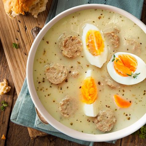 Polish Soup, Sauerkraut Soup, Bread Soup, Polish Food, Dried Mushrooms, Polish Recipes, European Food, Easter Recipes, Food App