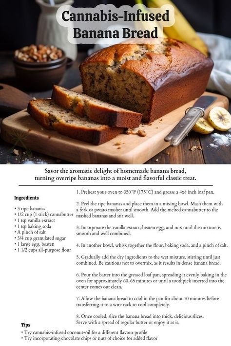 Canna Butter Baking Recipes, Infused Baked Goods, Banana Bread Flavors, How To Make Thc Butter, Edible Recipes Cannabutter, Cannibas Recipes, Infused Food Recipes, Thc Infused Recipes, Cannabutter Baking Recipes