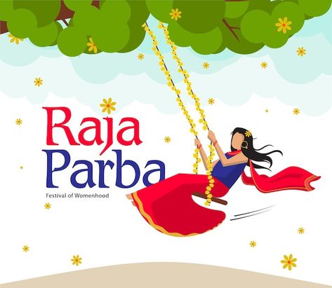 Happy raja parba also known as mithuna s... | Premium Vector #Freepik #vector #lady #girl-illustration #girl-art #girl Happy Raja, Vector Girl, Girl Illustration, Lady Girl, Indian Dress, Illustration Girl, Sky Aesthetic, Vector Photo, Premium Vector