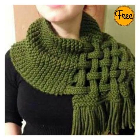 Celtic Knot Looped Scarf Free Knitting Pattern Loop Scarf Pattern, شال كروشيه, Knitting Patterns Free Scarf, Knitted Shawl, Free Scarf, Scarf Knitting Patterns, Loop Scarf, Chale Crochet, Free Knitting Pattern