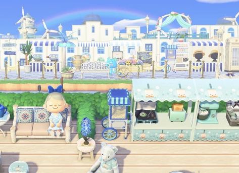 Acnh Santorini, Fairy Island, Motif Acnl, Greece Islands, Animal Crossing Game, Animal Crossing Qr, Animal Games, Greek Island, Tropical Islands